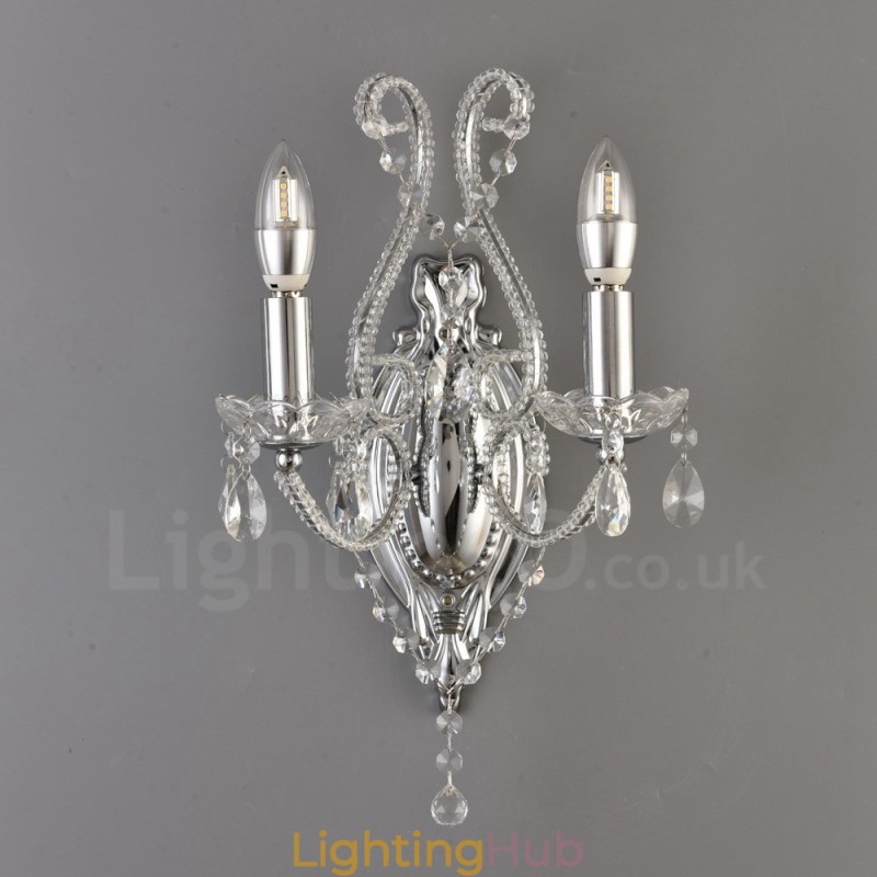 2 Light Gold Black American Style Crystal Wall Light for Living Room Dining Room Clothing Store Coffee Store Hotel