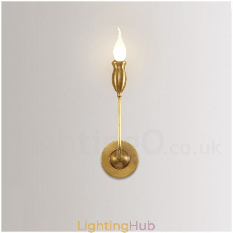 Pure Brass Luxurious Rustic Retro Vintage 1 Light Candle Wall Light Special for Hotel Bedroom Showroom Living Room Dinning Room