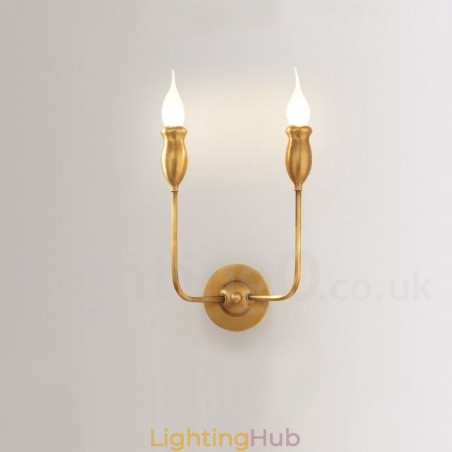 Pure Brass Luxurious Rustic Retro Vintage Brass 2 Light Candle Wall Light Special for Hotel Office Showroom Living Room Dinning Room Pure Brass Luxurious Rustic Retro Vintage Brass 2 Light Candle Wall Light Special for Hotel Office Showroom Living Room Dinning Room