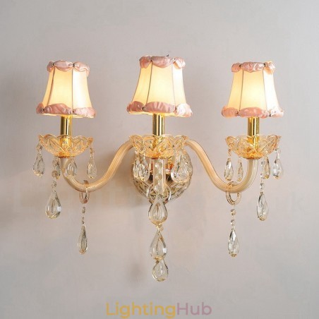 3 Light Gold K9 Crystal Candle Retro Glass Wall Light 3 Light Gold K9 Crystal Candle Retro Glass Wall Light