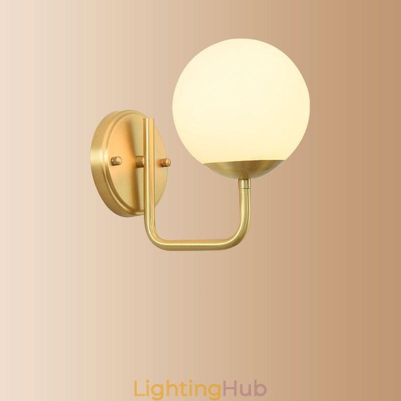 Modern Molecules Bean Wall Light with Ball Glass Shade