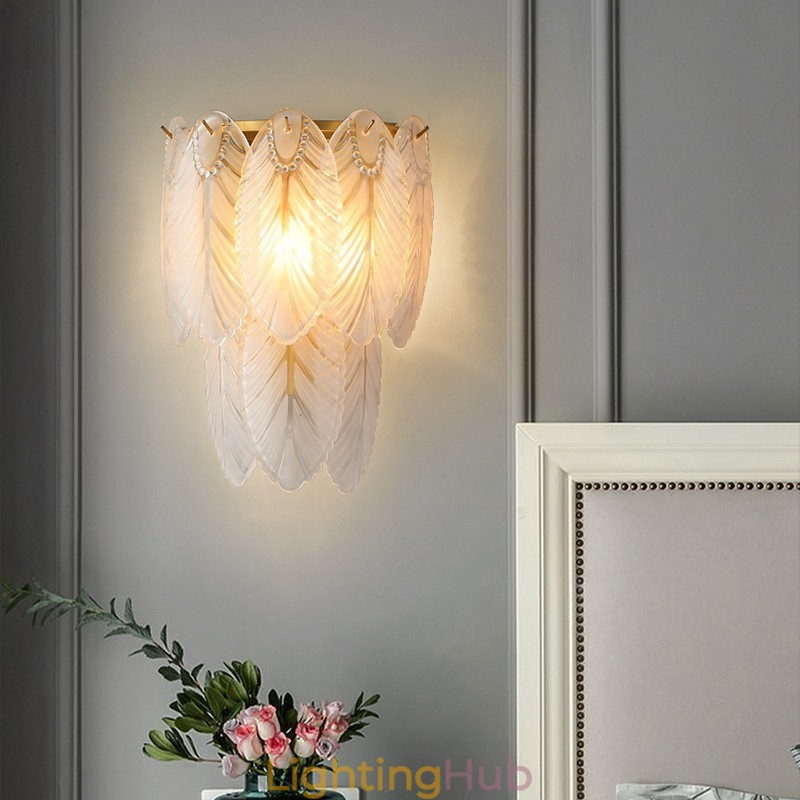 Nordic French Feather Crystal Wall Sconces Postmodern Lighting Luxury Living Room Background Wall Corridor like Hotel Panel Wall Lamp