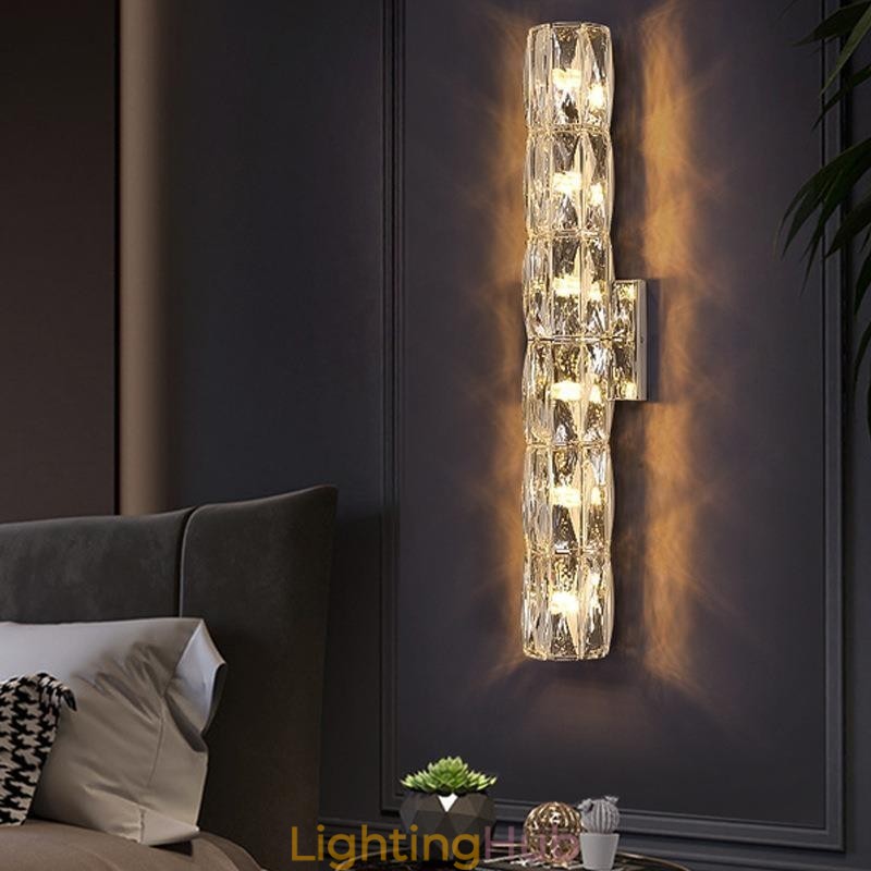 Living Room Wall Lamp Light Luxury Simple Bedroom Bedside Lamp Hotel Lobby Aisle Villa Project Stainless Steel Crystal Wall Sconces