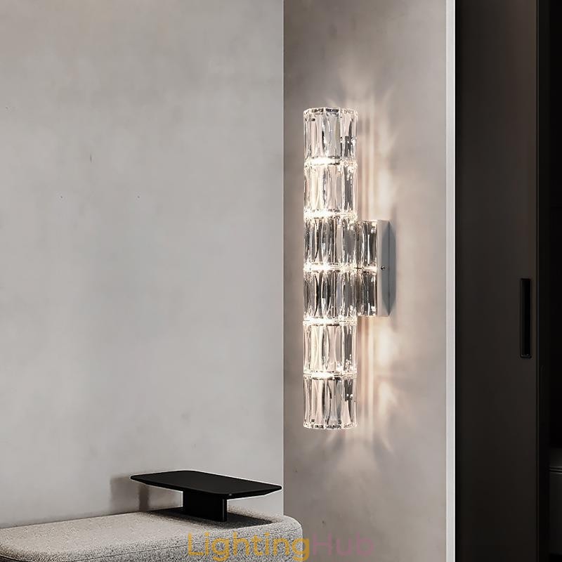 Living Room Wall Lamp Light Luxury Simple Bedroom Bedside Lamp Hotel Lobby Aisle Villa Project Stainless Steel Crystal Wall Sconces