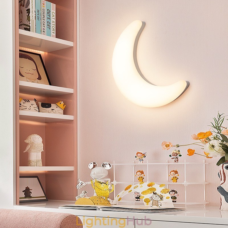 20W Nordic Indoor Moon Shape Children's Room Wall Sconces Ceiling Lights