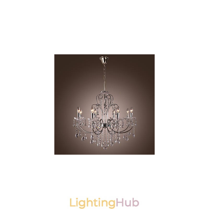 Traditional Classic Crystal Chrome Metal Chandelier
