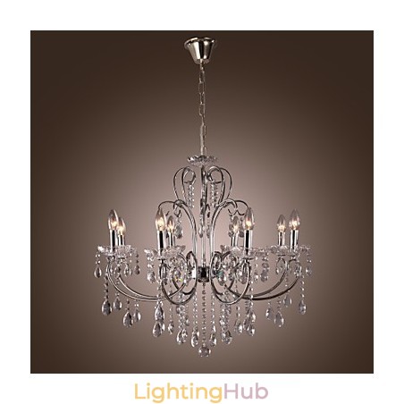 Traditional Classic Crystal Chrome Metal Chandelier