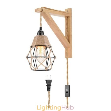 Hemp Rope Iron Art Wall Light American Pastoral Retro Wall Sconce With Plug Hemp Rope Iron Art Wall Light American Pastoral Retro Wall Sconce With Plug