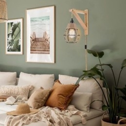 Hemp Rope Iron Art Wall Light American Pastoral Retro Wall Sconce With Plug