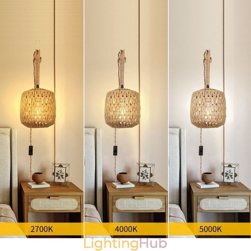 American Retro Wall Sconce 3M Hemp Rope Hanging Line Paper Rope Woven Lampshade