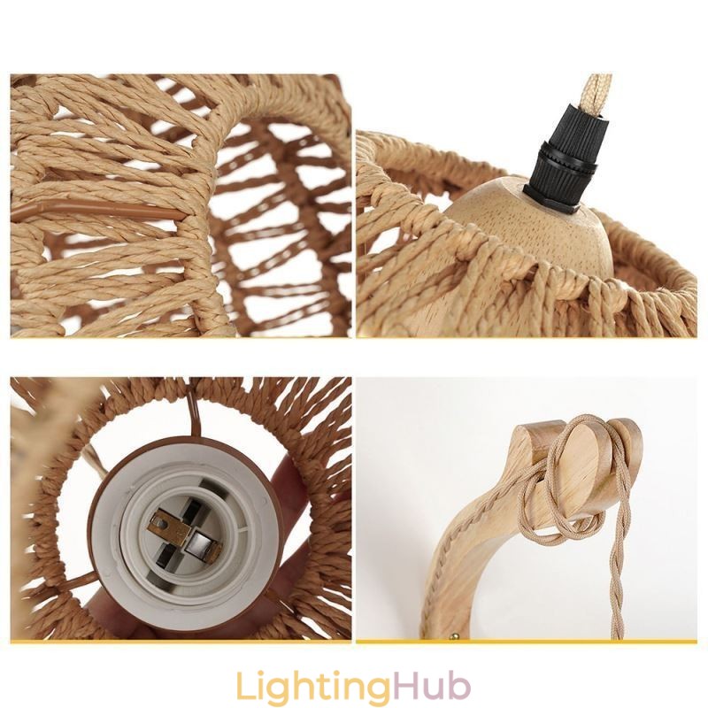 American Retro Wall Sconce 3M Hemp Rope Hanging Line Paper Rope Woven Lampshade
