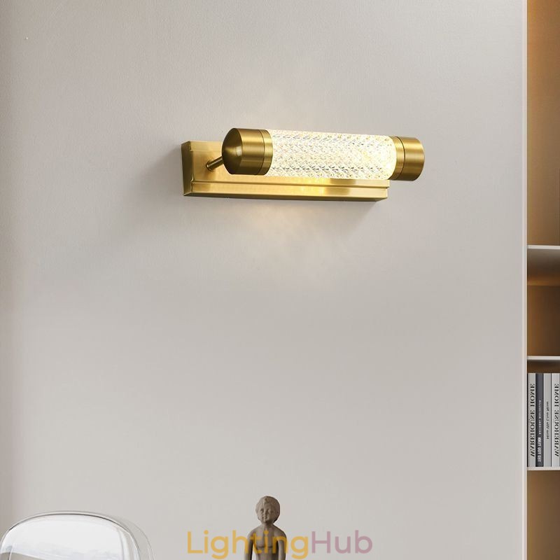 Wall Lamp Brass Acrylic Cylinder Mirror Front Light