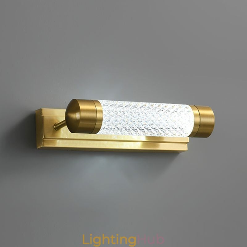 Wall Lamp Brass Acrylic Cylinder Mirror Front Light