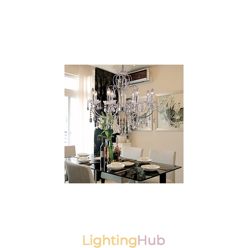 Traditional Classic Crystal Chrome Metal Chandelier