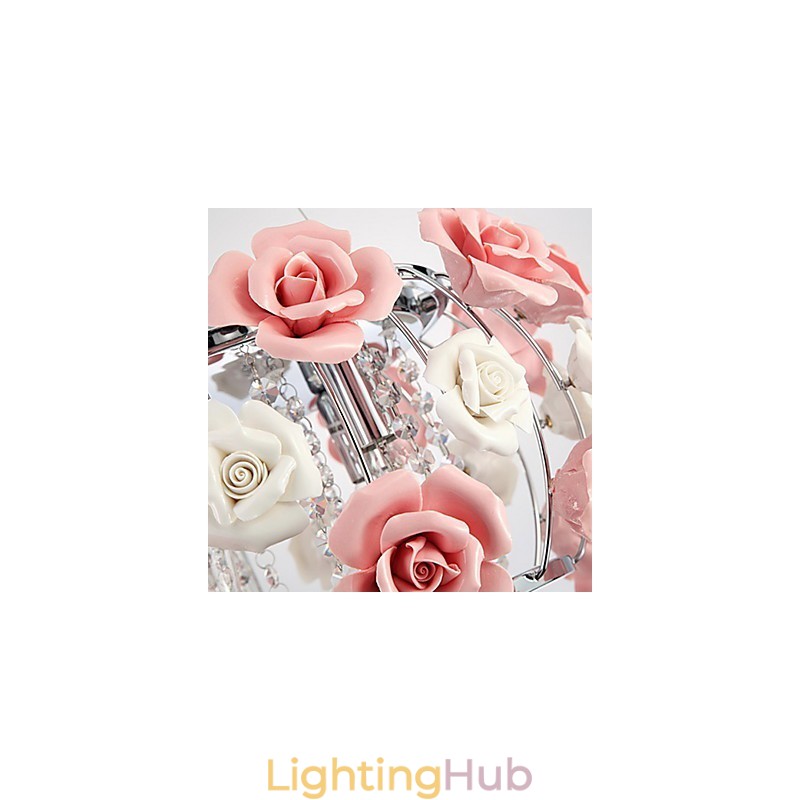 Country Crystal Electroplated Metal Flush Mount
