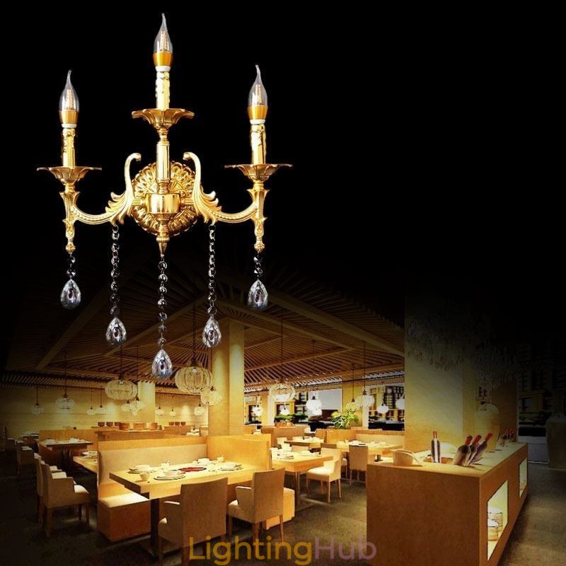 European Wall Lamp Luxurious Wall Sconce Crystal Drop Decoration Lamp Bedside Lighting