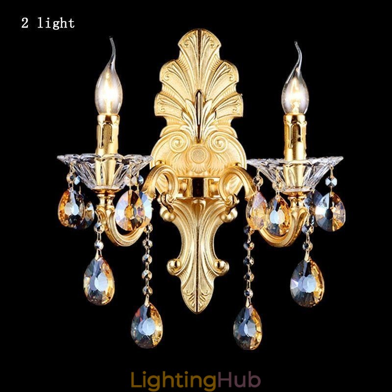 European Wall Lamp Luxurious Wall Sconce Crystal Drop Decoration Lamp Bedside Lighting