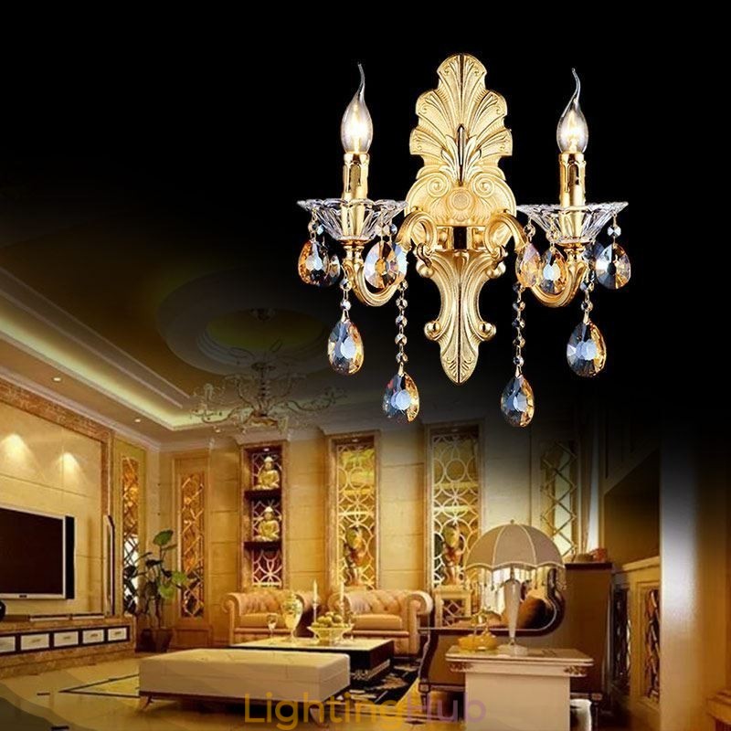 European Wall Lamp Luxurious Wall Sconce Crystal Drop Decoration Lamp Bedside Lighting