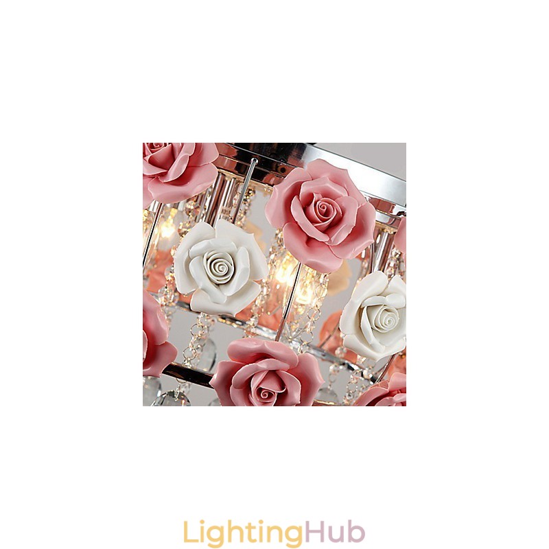 Country Crystal Electroplated Metal Flush Mount