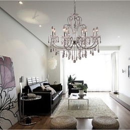 Traditional Classic Crystal Chrome Metal Chandelier