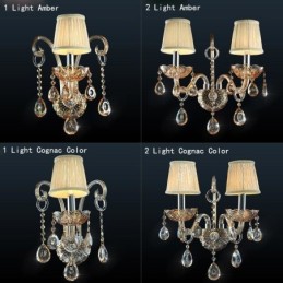 European Wall Lamp Amber Cognac Crystal Wall Sconce Simple Lamp Lighting