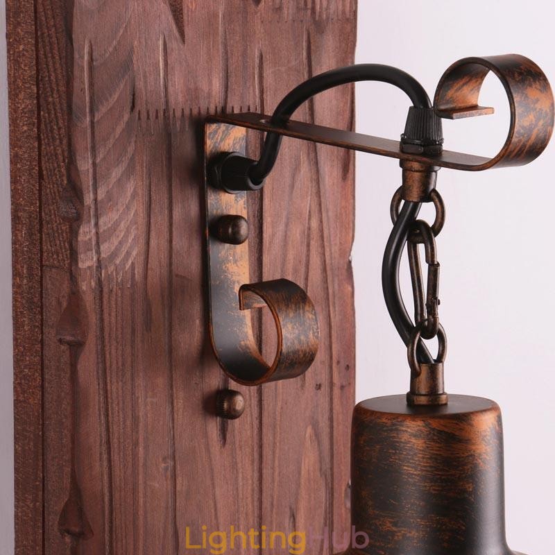 American Vintage Wall Light Industrial LOFT Wall Sconce Solid Wood Glass Lamp Light