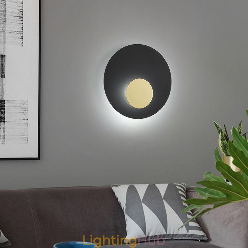 Nordic Wall Light Black Gold Round Full Copper Wall Sconce