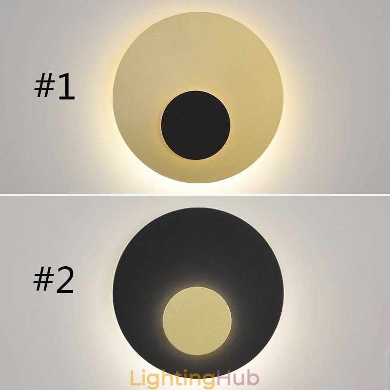 Nordic Wall Light Black Gold Round Full Copper Wall Sconce