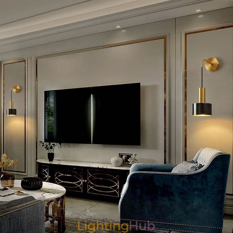 Modern Wall Light Black Gold Contrast Color Wall Sconce