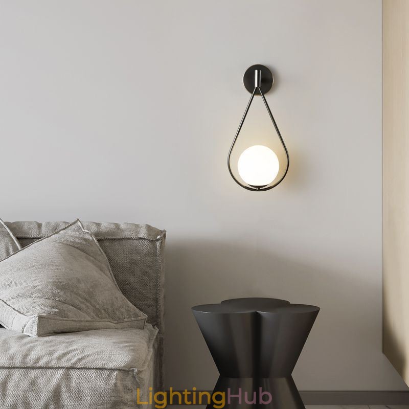 Modern Globe Wall Sconce Glass Wall Light Black Water Drop Wall Light