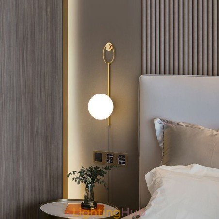 Modern Globe Wall Sconce Brushed Gold Glass Wall Light Modern Globe Wall Sconce Brushed Gold Glass Wall Light