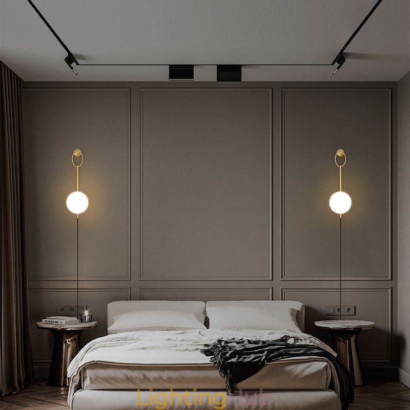 Modern Globe Wall Sconce Brushed Gold Glass Wall Light
