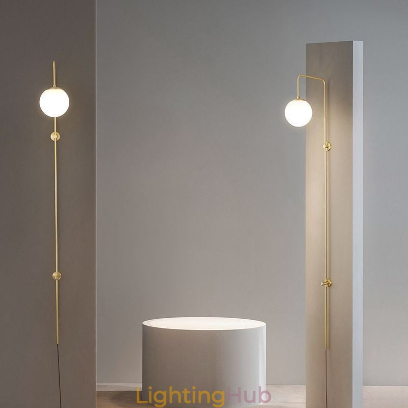 Modern Globe Wall Sconce Brushed Gold Glass Wall Light
