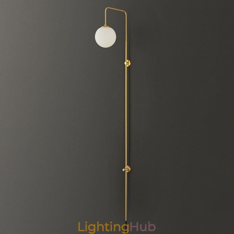 Modern Globe Wall Sconce Brushed Gold Glass Wall Light