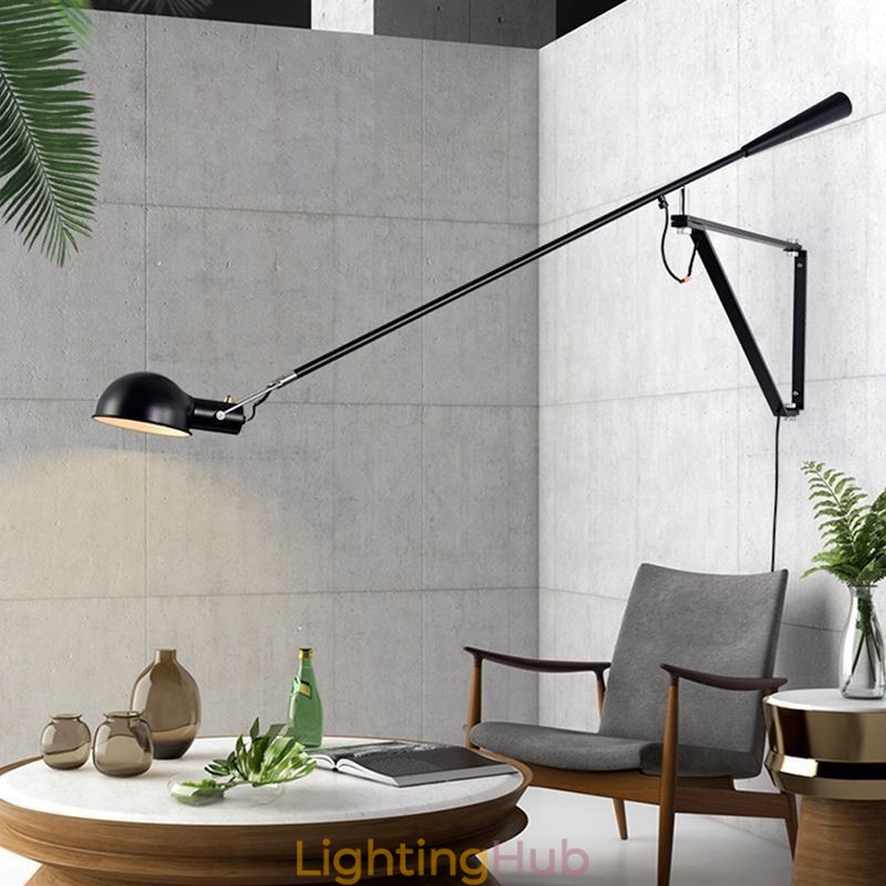 Single Rocker Arm Wall Light Bedside Reading Sconce Lamp