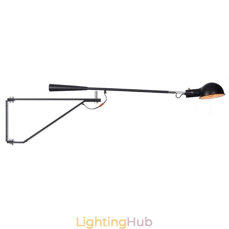 Single Rocker Arm Wall Light Bedside Reading Sconce Lamp