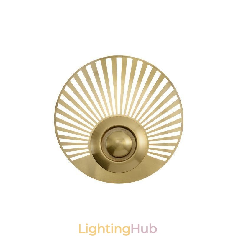 Nordic Brass Wall Lamp Hollow out Round Shape Sconce Light