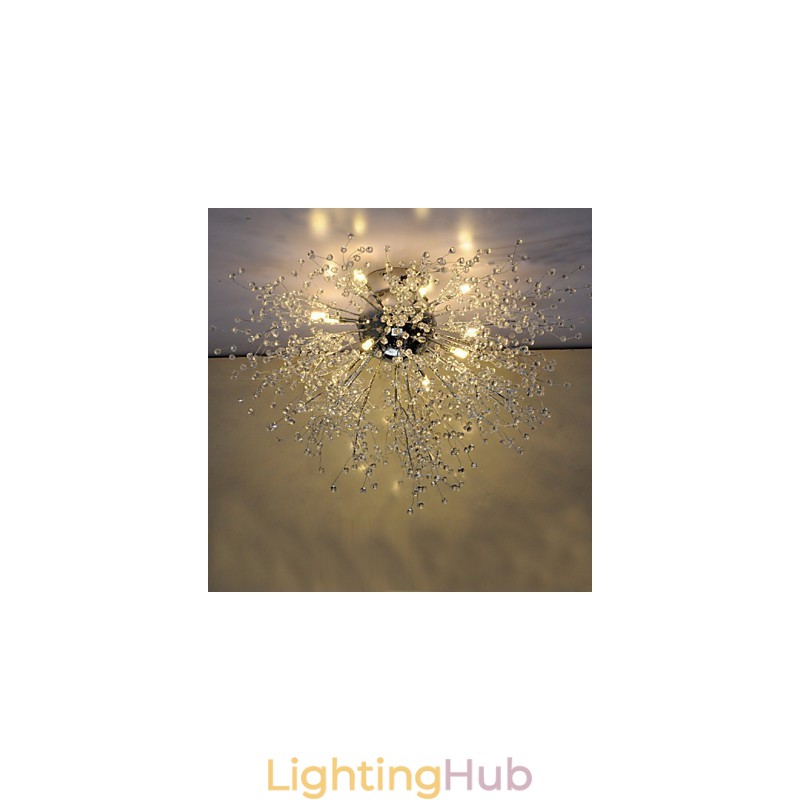 Modern Firework Globe AcrChrome Metal Flush Mount GDNS