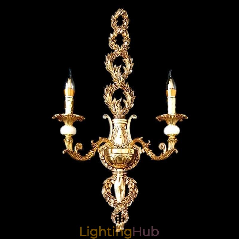 European Wall Lamp Luxurious Petal Wall Sconce Jade Decoration Lamp Bedside Lighting