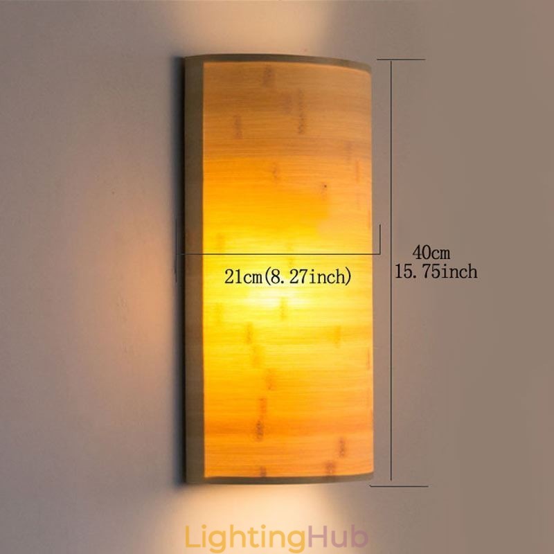 Japanese Bamboo Wall Light Simple Semicircle Wall Sconce Bedside Lighting