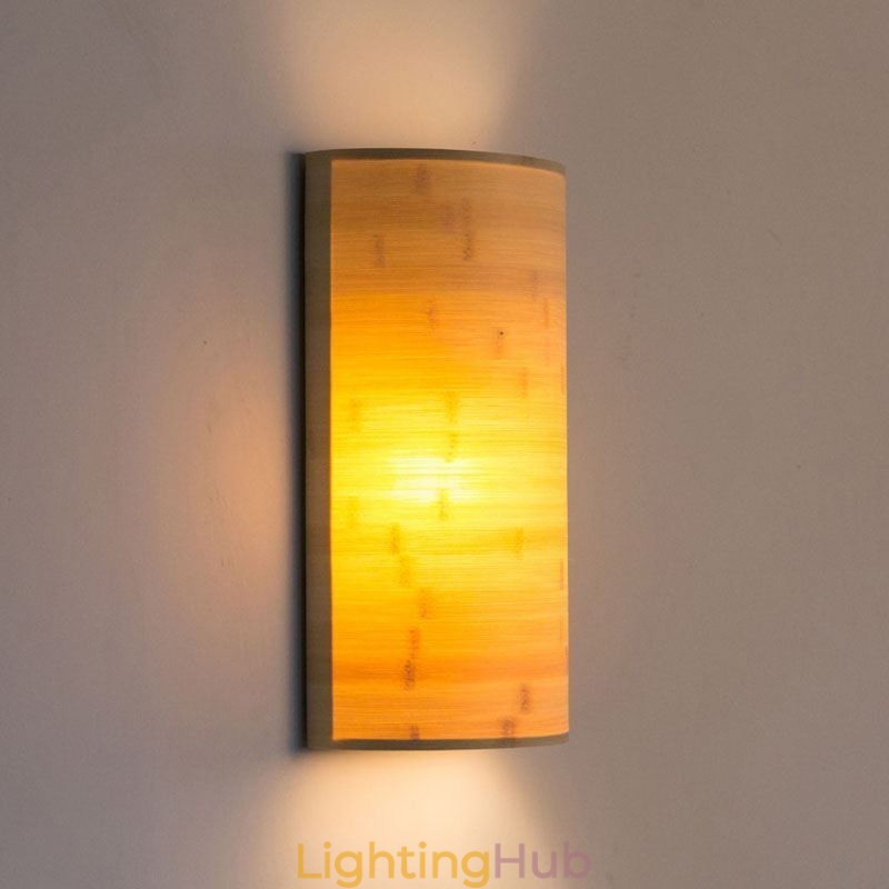 Japanese Bamboo Wall Light Simple Semicircle Wall Sconce Bedside Lighting