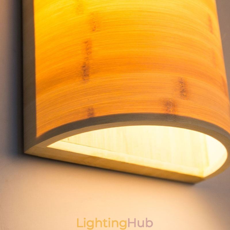 Japanese Bamboo Wall Light Simple Semicircle Wall Sconce Bedside Lighting