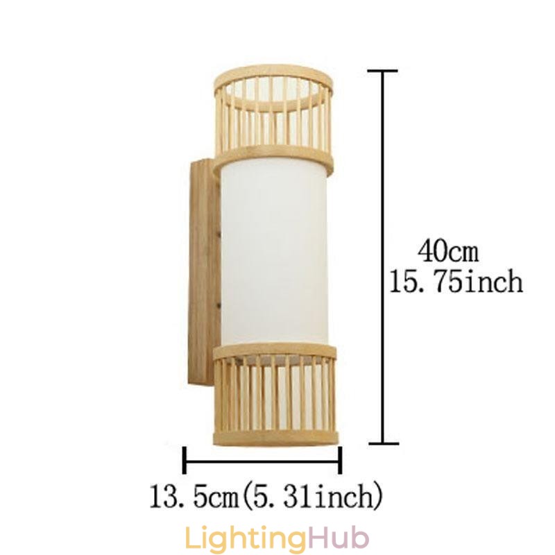 Vertical Bamboo Wall Light Creative Round Wall Sconce Bedside Stairs Lighting