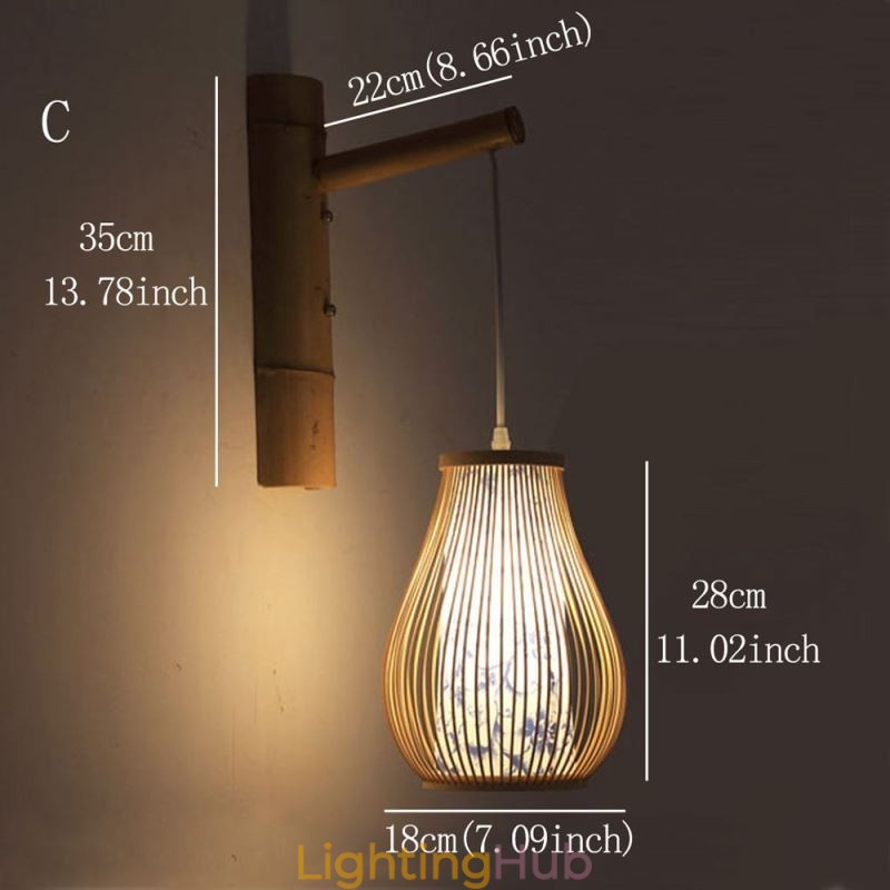 Woven Bamboo Wall Sconce Retro Chinese Wall Light Lighting