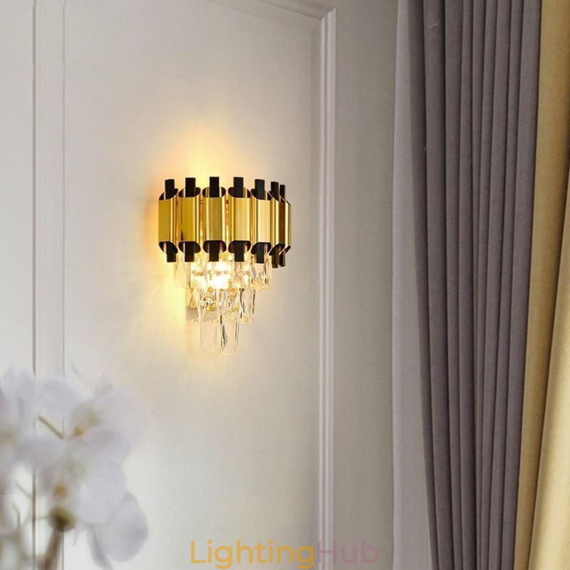 Hanging Crystal Modern Wall Light Sconce Hardwired 11.81" High Fixture