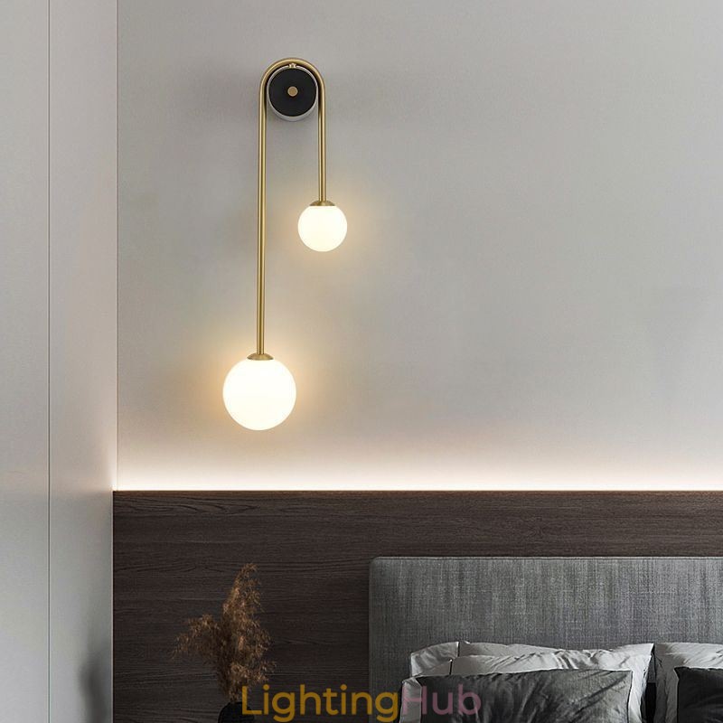 Globe Glass Wall Sconce Lighting Modern Brass Wall Light