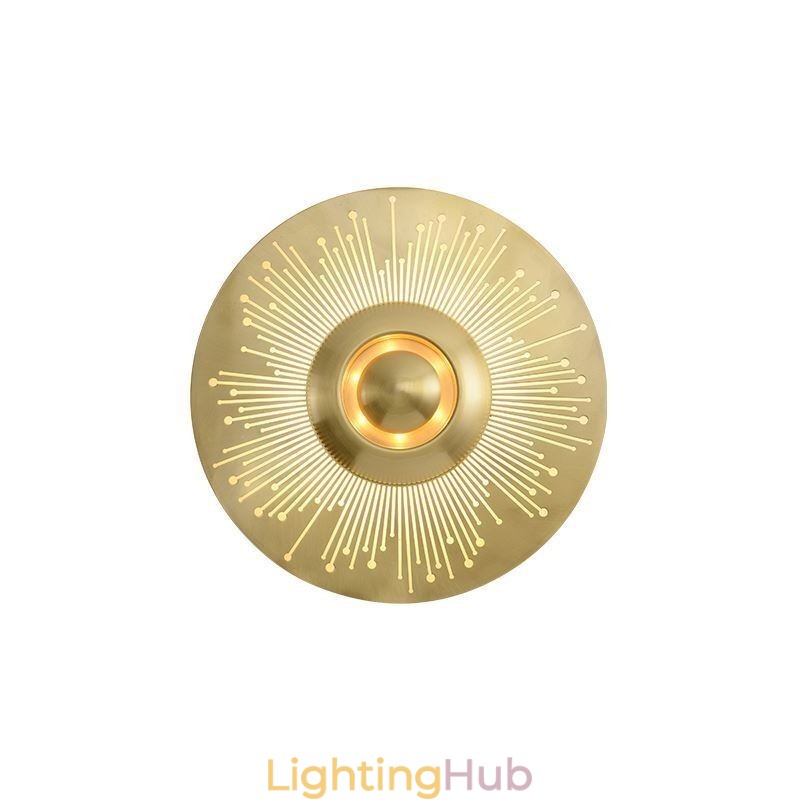 Nordic Brass Wall Lamp Hollow out Round Shape Sconce Light