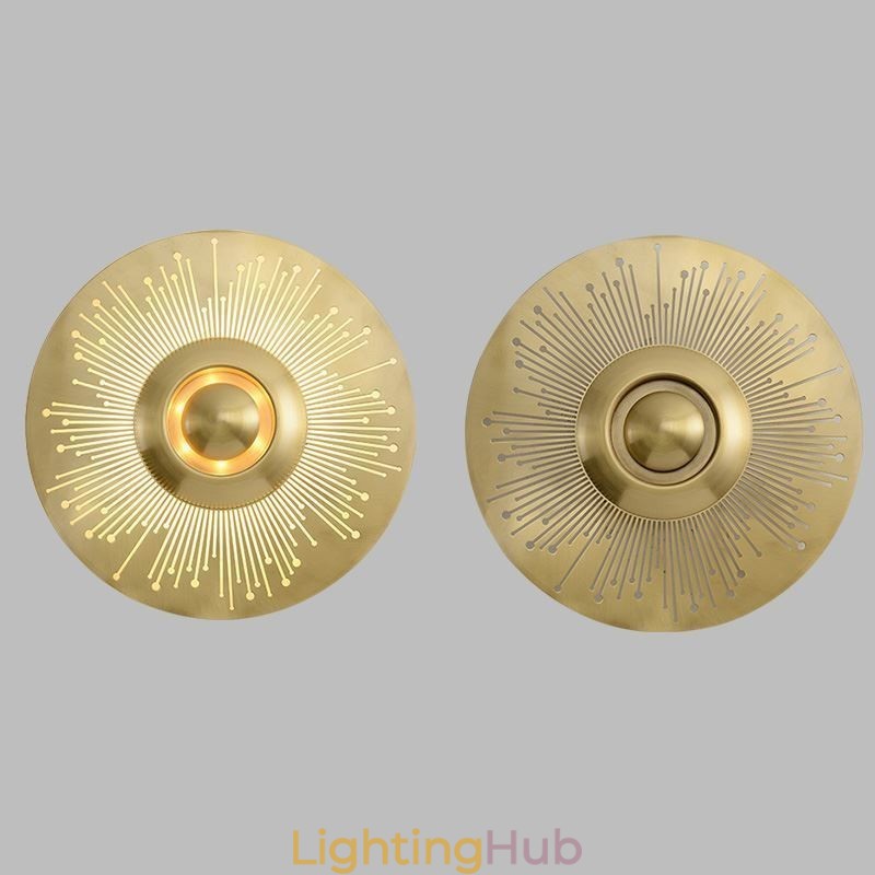 Nordic Brass Wall Lamp Hollow out Round Shape Sconce Light
