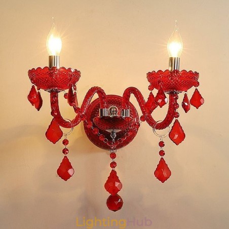 European Crystal Sconce Wall Light Red Colour Light European Crystal Sconce Wall Light Red Colour Light