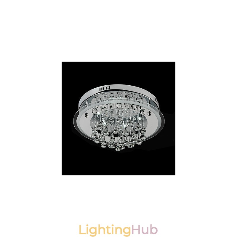 Modern Contemporary Chrome Crystal Flush Mount